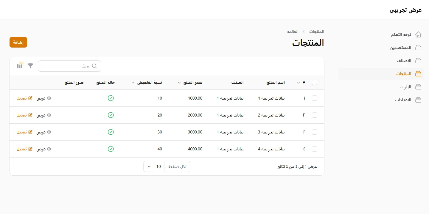 Top Media — Products — demonstration data